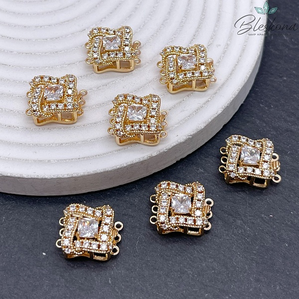 16*13мм Цвет золото, Замок защелка лента цирконы