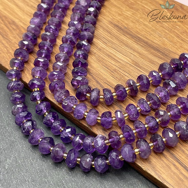 Аметист рондель микроогранка 9*5 мм