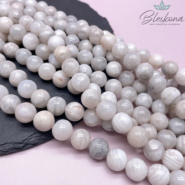 Агат кружевной белый 12 мм