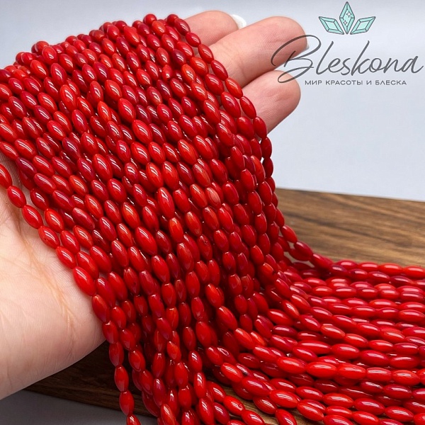 Коралл красный рис (Коралловые водоросли) 3*7 мм