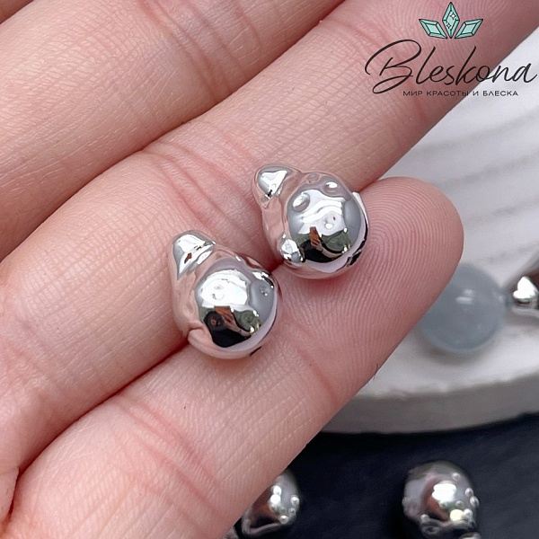 12*9 мм Цвет серебро, Бусина фриформ