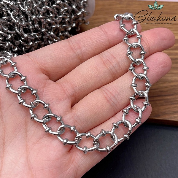 Цепь №25-3 цвет серебро 13*11,5 мм