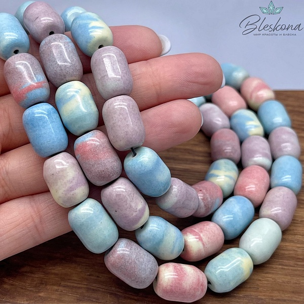 Радужный Агат бочата микс 15*11 мм (имитация)