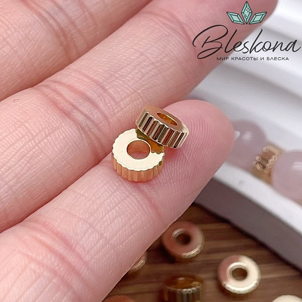 7*2,5 мм Цвет золото, Бусина-разделитель резная
