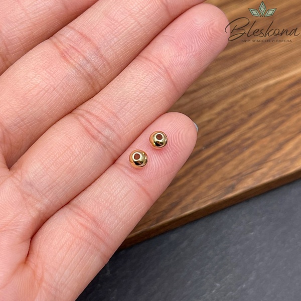 4 мм Цвет золото, Бусина гладкая уп. 10 шт. 