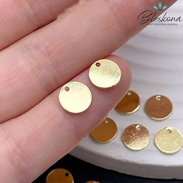8 мм Цвет золото, Подвеска круг гладкий Люкс 