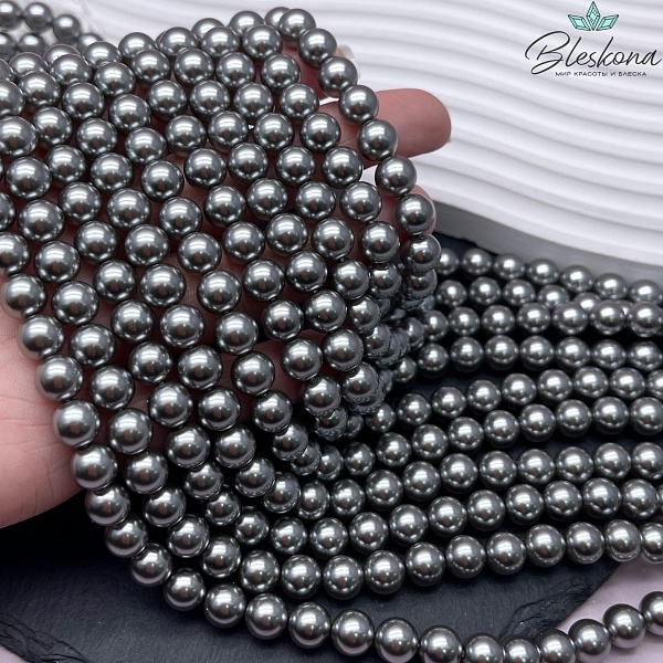 Жемчуг Майорка цвет серый 8 мм