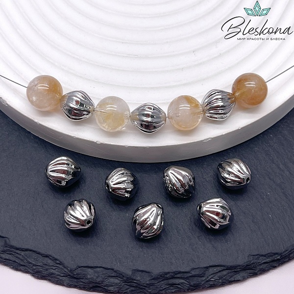 10*9 мм Цвет серебро, Бусина резная