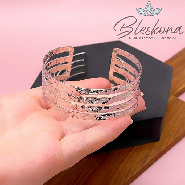 58-60 мм Цвет серебро, Основа для браслета мятая