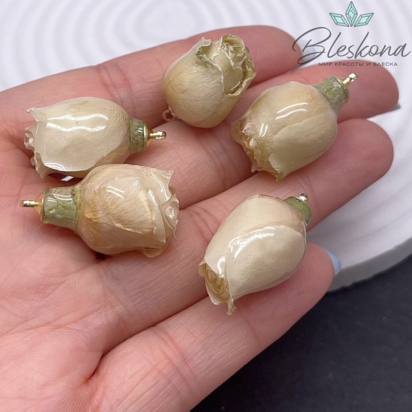 23-26 мм, Цвет золото, Подвеска роза в эпоксидной смоле №5