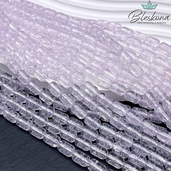 Кварц снежный светло-фиолетовый бочата 9*6 мм