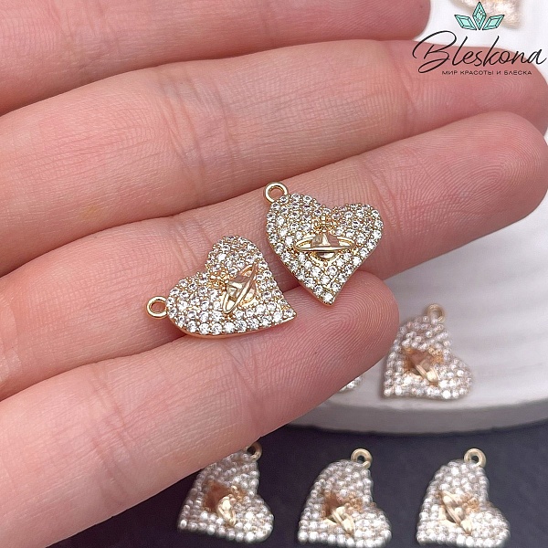 14,3*15 мм Цвет золото, Подвеска Сердце держава цирконы CBK2533