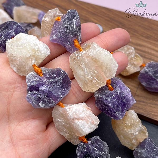 Микс куски аметист, цитрин без обработки (21-30)*(18-23)