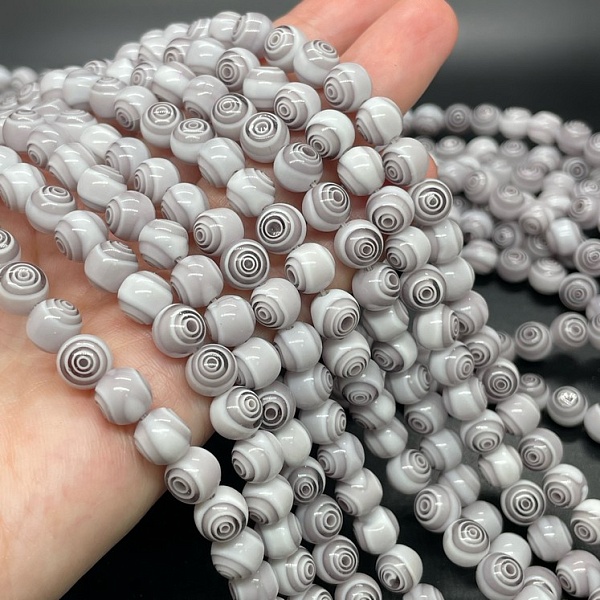 Муранское стекло сиреневое спираль 8мм