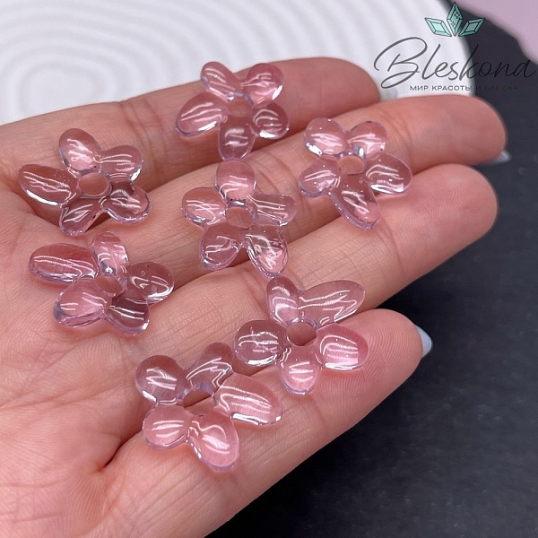 20*16 мм Подвеска цветок прозрачно- розовый