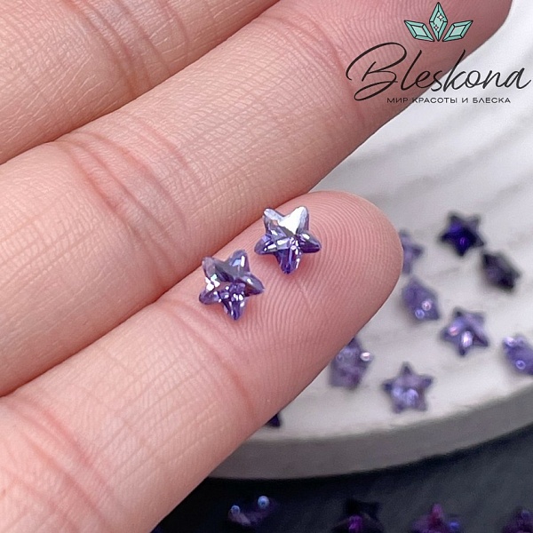 5 мм, Подвеска Циркон звезда фиолетовая (кубический цирконий, фианит) 