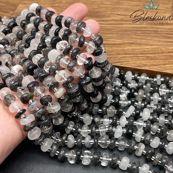 Кварц Рутиловый Турмалиновый галтовка (5-6)*(8-11) мм