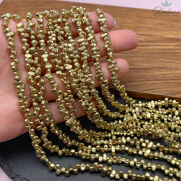 4,5-6мм Гематин сколы шлифованные, темное золото №3, имитация 