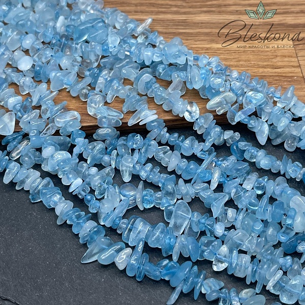 Крошка Аквамарин №1 ширина бусин ~ 7-11 мм