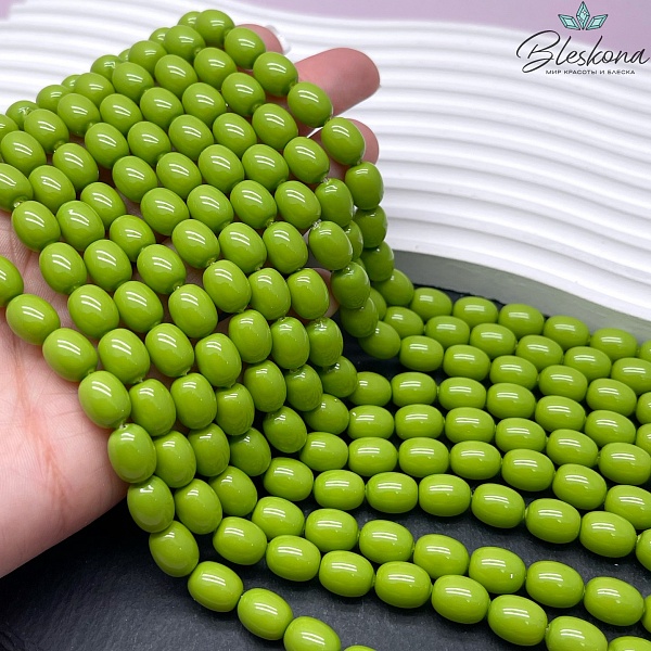 Жемчуг Майорка бочата цвет Матча 10*8 мм