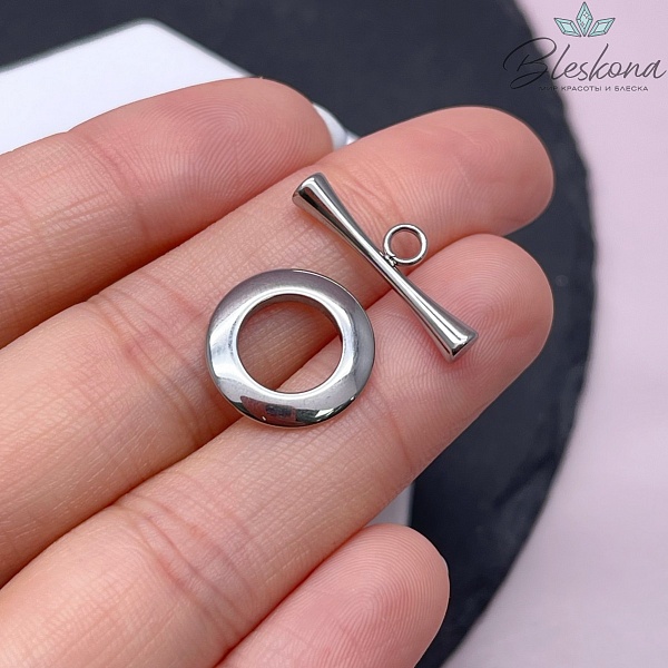 15 мм Цвет серебро, Замок тогл круг