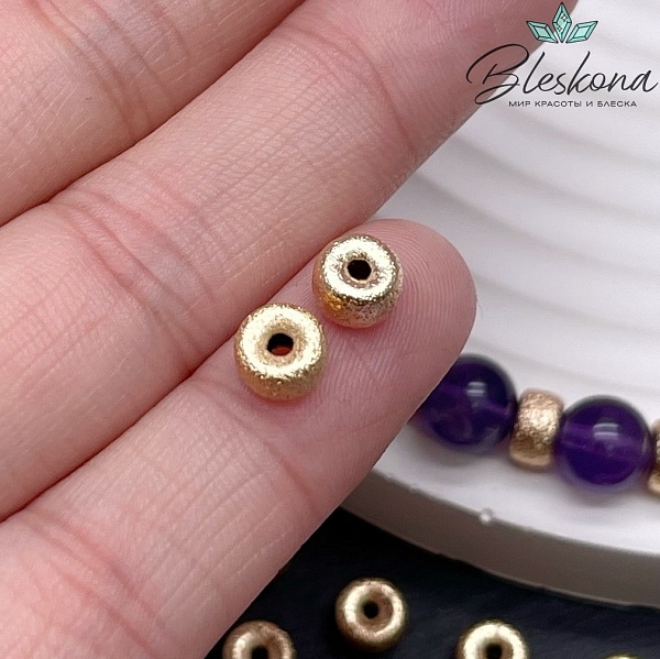 6*3,5 мм Цвет золото, Бусина-разделитель фактурная