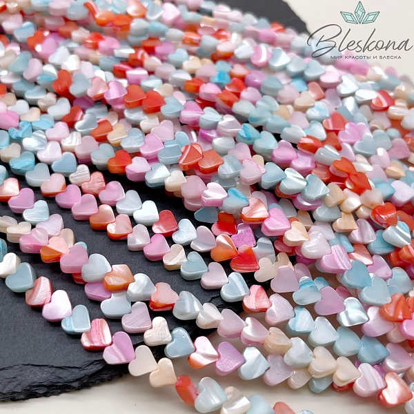 Перламутр сердце микс 6,5 мм