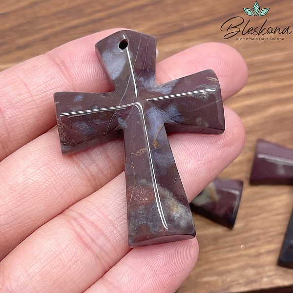 Подвеска крест Агат индийский 47*36 мм