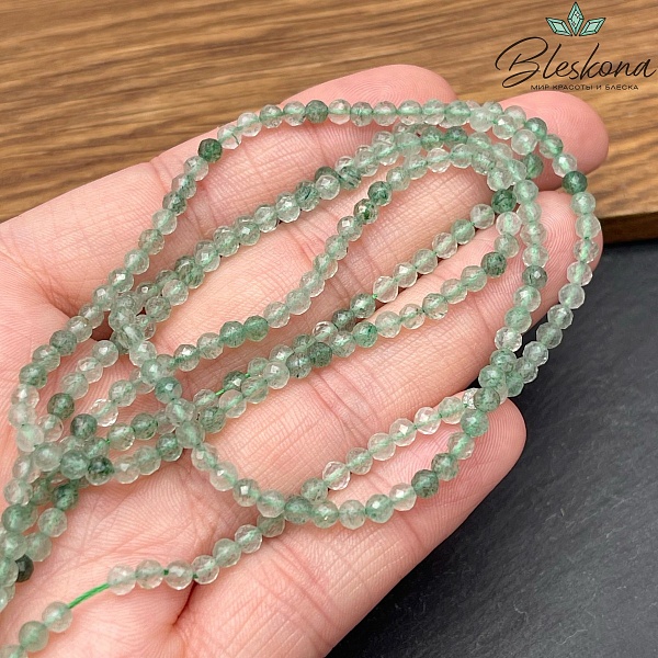 Кварц Клубничный зеленый микроогранка ⌀3мм