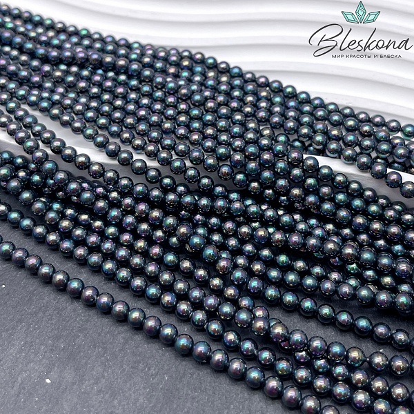 Жемчуг Майорка цвет черный хамелеон 4 мм