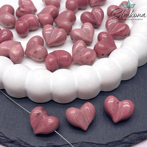 Бусина Сердце Родонит 16*12 мм штучно