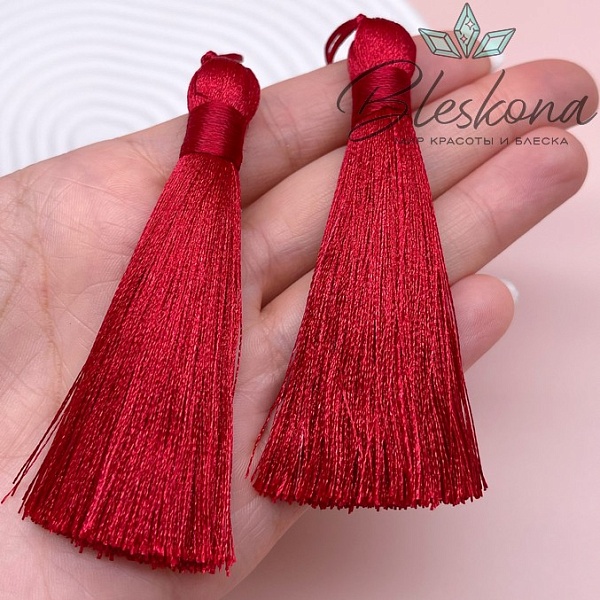 Кисть вискозный шелк Темно- красная 8*1 см