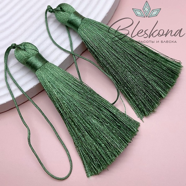 Кисть вискозный шелк Темно- зеленая 8*1 см