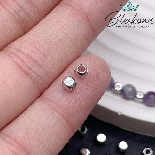 3 мм Цвет серебро, Бусина куб