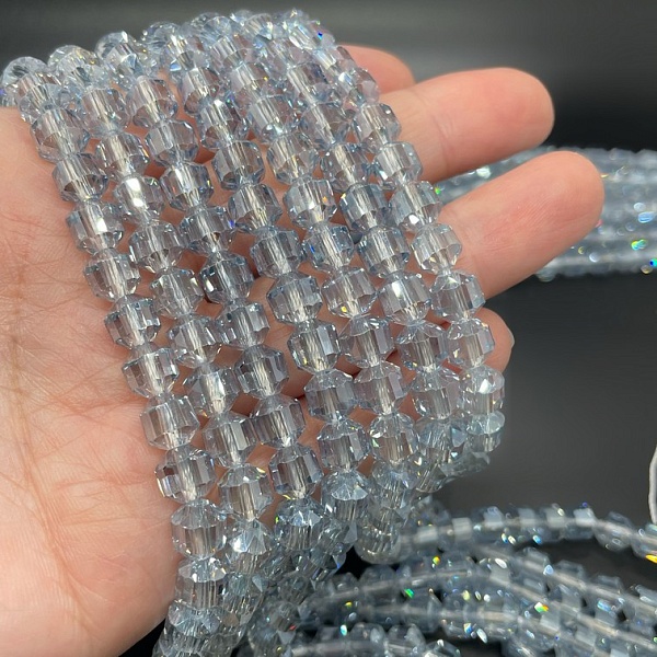 7 мм Стекло Lux, многогранник, цвет серо- голубой