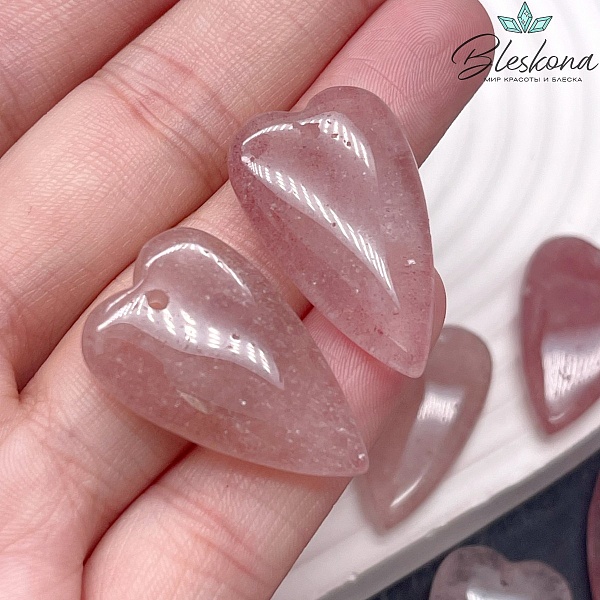 18*29 мм Подвеска Сердце Клубничный Кварц