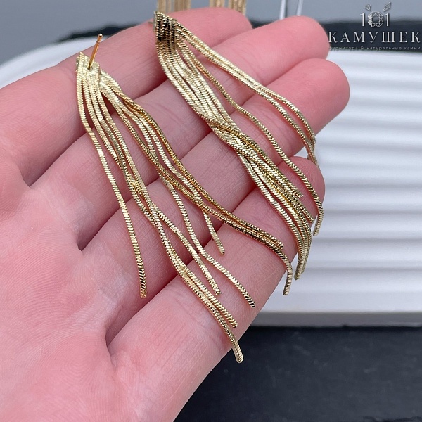 Пусеты шторки, цвет золото 70*8,5 мм