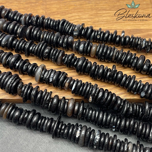 Агат черный с прожилками диски фриформ (2-4)*(7-12) мм