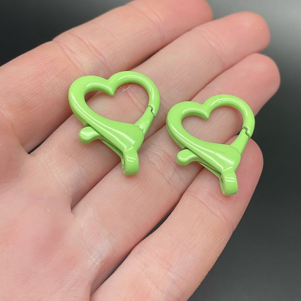 22*26мм , Замок крупный сердце салатовая  эмаль 