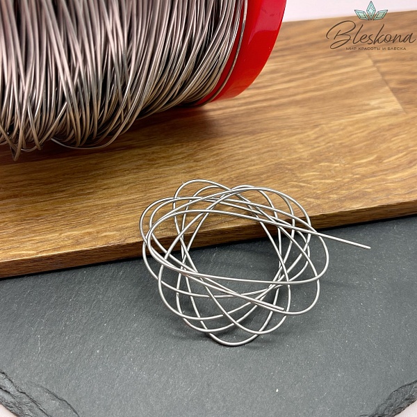 Ювелирная проволока стальная, Цвет серебро 1 мм 