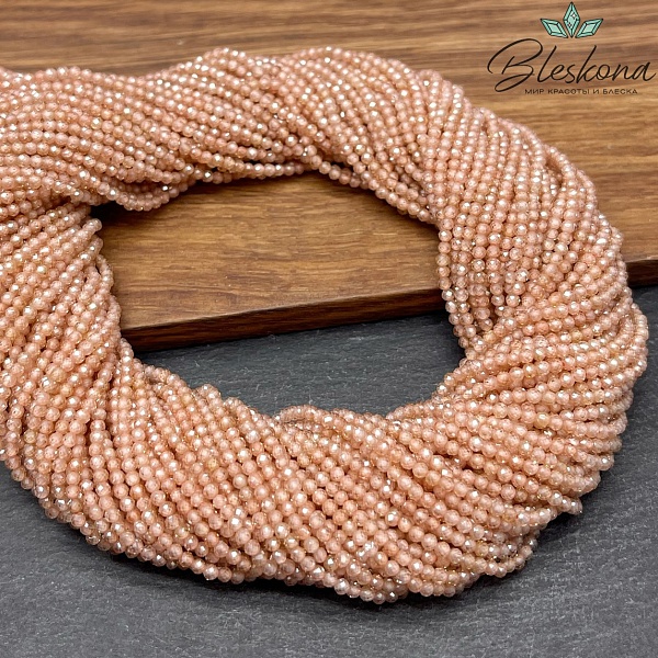 Циркон огранка персиковый 2 мм (кубический цирконий, фианит) 