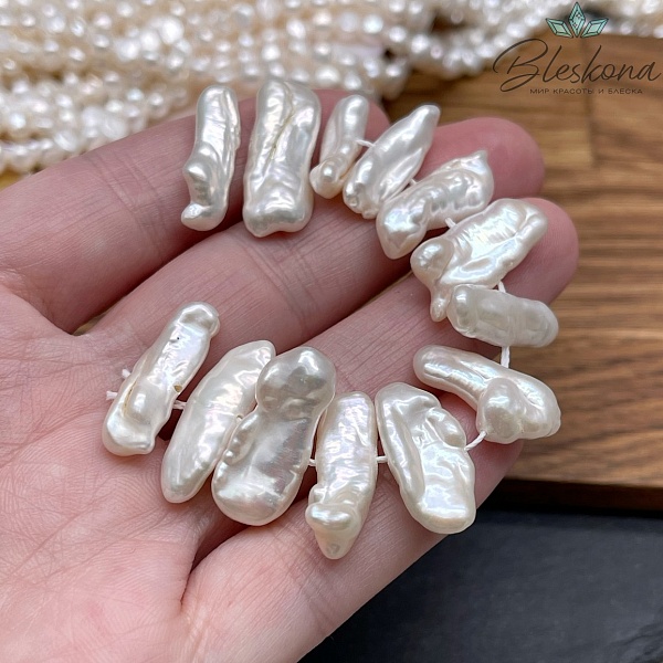 Жемчуг Бива белый сет 9 см (14-22)*(5-9) мм