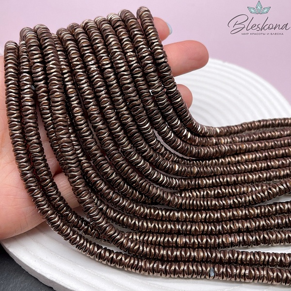 6 мм Гематин имитация, цвет коричневый (шоколадный), диски волна