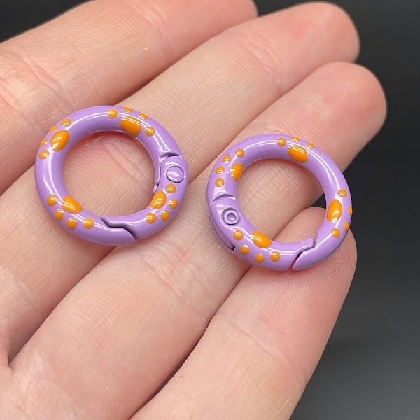 20мм , Замок круг капли фиолетовая эмаль