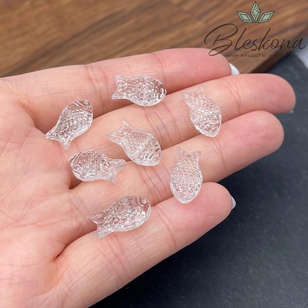 15*8 мм  Бусина рыбка, цвет прозрачный, уп.5 штук
