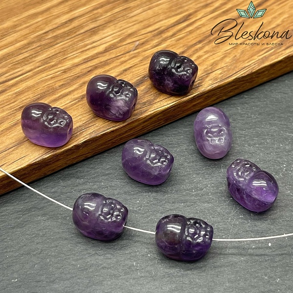 13*9 мм Резная бусина Пи Яо Аметист