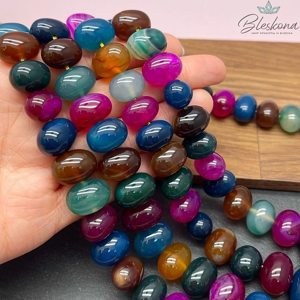 Агат микс (тонированный) галтовка 12*16 мм