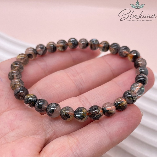  Кварц Рутиловый с включениями титана 6 мм сет 18 см