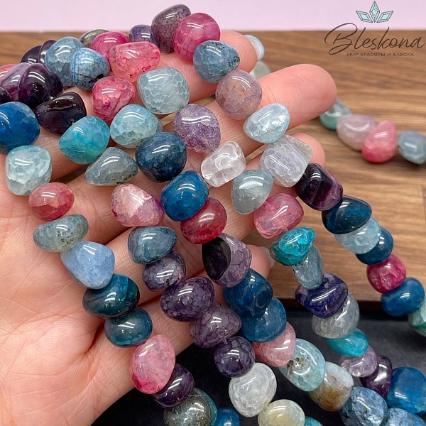 Агат микс №2 (тонированный) галтовка фриформ (7-11)*(10-11) мм 