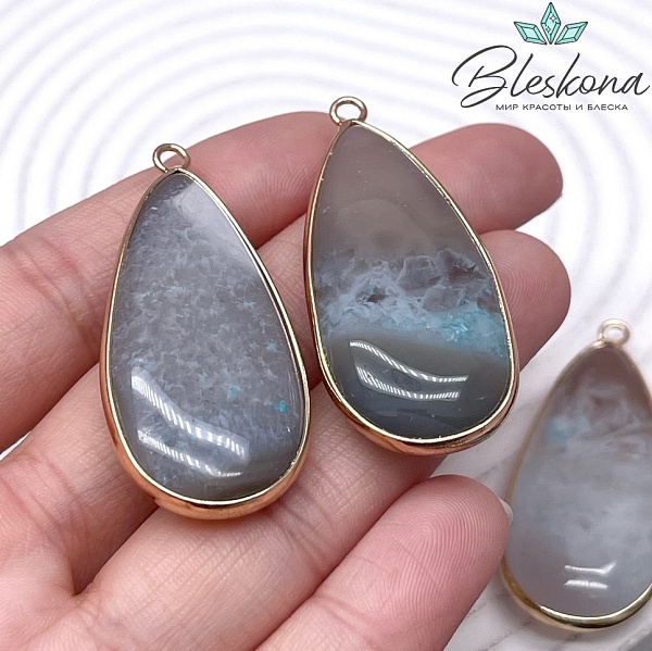 45*20 мм Цвет золото, Подвеска капля Агат №1